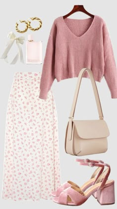 cute outfit for every occasion , color #pink #fashion #crochet #1 #aesthetic #ideas #fashion Cute Business Outfits Summer, Pastel Classy Outfit, Girly Outfit Ideas Casual, Girly Vintage Aesthetic Outfits, Preaching Outfits Jw, Pink Outfit Inspo Casual, Pink Summer Aesthetic Outfit, Baker Aesthetic Outfit, Pastel Pink Fashion