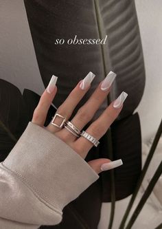 Wow Nails, French Tip Acrylic Nails, Acrylic Nails Coffin Short, Square Acrylic Nails, Classy Nails, Pretty Acrylic Nails, Chic Nails, Best Acrylic Nails