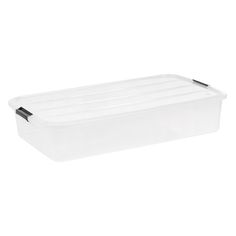 a white plastic container with black handles