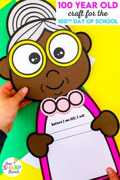 Celebrate the 100th Day of School with this easy-to-assemble 100 year old craft for kids and 100th Day of School activities for writing! Students get to transform into a 100 year old for the day, as they complete one of the four 100th Day writing prompts and adorable 100th Day of School crafts. This 100th Day craft is great for your 100th Day centers, since they can independently complete the 100th Day writing activity. Plus, these 100th Day crafts make a cute 100th Day bulletin board display!