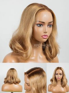 Blonde Shoulder Length Wavy Lace HD Closure Wig / Lace Front Wig - WL12 Blonde Layers, Closure Wig