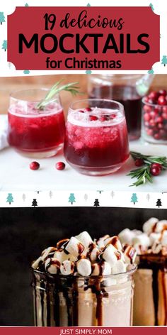 christmas drinks with text overlay that reads 19 delicious mocko cocktails for christmas