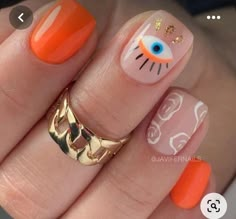 Cute Boho Nails, Ojo Turco Nails, Ojo Nails, Short Fun Nails, Boho Nail Ideas, Boho Nail Art, Best Summer Nails, Nails Boho, Sun Nails