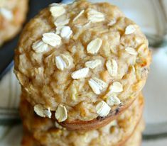 three oatmeal cookies stacked on top of each other