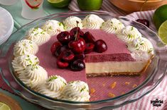 there is a pie with cherries on it