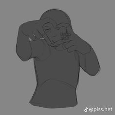 a drawing of a person holding a cell phone up to their face with one hand