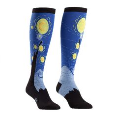 Womens Knee High Socks, Sock Lovers, Art Socks, Starry Night Van Gogh, Calf Socks, Knee Socks, Socks And Tights, Knee High Socks, Designer Socks