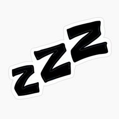 the zzz logo sticker is shown in black and white on a white background