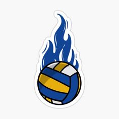 a volleyball ball on fire sticker