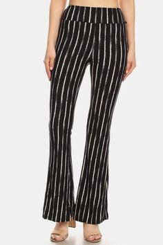 Unmissable! Leggings Depot Striped High Waist Flare Pants exclusively at guocali.com 😍. 

------------------------------
#guocali #guocalif Layers Outfit, High Waist Flare Pants, Staple Tops, European Dress, Simple Blouse, Everyday Outfit, Leg Design, One Piece Dress, Center Stage