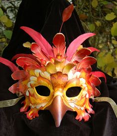 Phoenix Costume Diy, Phoenix Mask, Fire Costume, Raven Mask, Bird Mask, Progress Photos, Feather Mask, Bird Costume