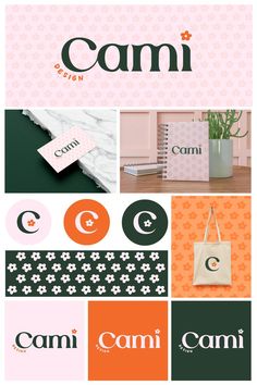 a collage of images with the words cami in different colors and font styles