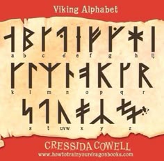 the viking alphabet is shown on an old piece of paper with some writing in it