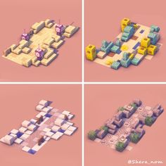 four different views of the same type of game, each with various levels and shapes