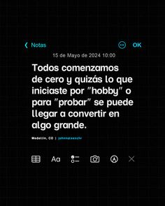 a text message that reads,'notas comenzamos de cero y quizs