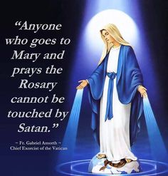 “Anyone who goes to Mary and prays the Rosary cannot be touched by Satan.” — Rev. Fr. Gabriel Amorth, Chief Exorcist of the Vatican Our Lady Of Immaculate Conception, Blessed Mary, Saint Quotes Catholic, Queen Of Heaven, Praying The Rosary, Lady Of Fatima, Holy Rosary, Immaculate Conception, Blessed Mother Mary