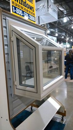 an open window on display in a showroom