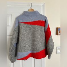 Never Worn, No Tags. Zara Fall Crew Neck Outerwear, Oversized Cozy Zara Tops, Multicolor Alpaca Sweater For Winter, Zara Multicolor Casual Sweater, Zara Multicolor Winter Sweater, Zara Multicolor Crew Neck Sweater, Multicolor Acrylic V-neck Sweater, Block Color, Alpaca Sweater