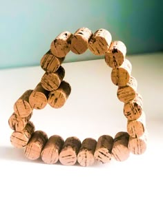 a bunch of wine corks sitting on top of a table