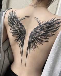 wings tattoo Freedom Back Tattoo, Spine Tattoos Wings, Back Tattoo Angel Wings, Back Wing Tattoos For Women, Wing Tattoo Women, Angel Wing Tattoo Back, Wings Back Tattoo Women, Angel Wings On Back Tattoo, Back Tattoos Wings