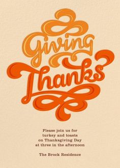 an orange thanksgiving card with the words giving thanks