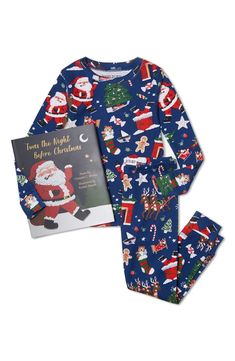 Snuggle up with a classic Christmastime story in these cozy cotton pajamas enriched with a fun and festive holiday-themed print. This item is designed to fit snugly, as it is not flame-resistant Pants have elastic waist 100% cotton Machine wash, tumble dry Includes 24-page book; 9 3/4" x 8 1/2" Christmas Pajamas For Kids, Winter Holiday Outfits, Pajama Gift Set, Pajamas For Kids, Cotton Pajama Pants, Christmas Pj, Twas The Night Before Christmas, Nightgown Sets, Boys Sleepwear