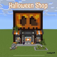 an image of a halloween shop in minecraft