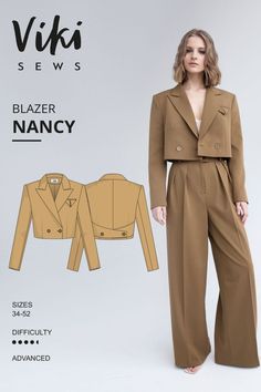 Blazer Pattern, Woman Suit Fashion, Blazer Set, Fashionista Clothes, Stylish Work Outfits, Fashion Sewing Pattern, Modest Fashion Outfits, Looks Chic, Fashion Design Clothes