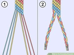 the diagram shows how to tie an object with two different colored ropes and one has four ends