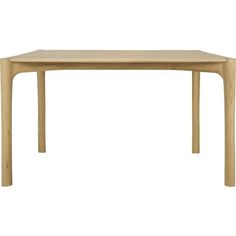 a wooden table with two legs and a square shape on the top, against a white background