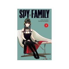 the cover to spy x family vol 3, featuring a woman sitting on a chair