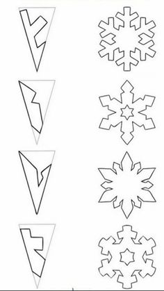 the snowflake pattern is shown in black and white, which includes four different shapes