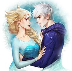 the frozen princess and prince are hugging each other with their arms around one another as they stare into each other's eyes