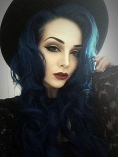 New publication available on http://beauty.beautieswoman.com/ Midnight Blue Hair Dye, Midnight Blue Hair, Drag Make-up, Dyed Hair Blue, Dark Blue Hair, Pin Up Vintage, Witch Makeup, Gothic Steampunk, Rock Punk