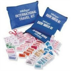 the international travel kit contains all kinds of medical supplies, including an inflatable bag and