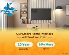 an advertisement for smart home interiors with the caption 20 year 30 % more warrant