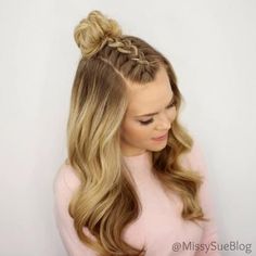 Missy Sue is one of the best braid bloggers out there, and her Instagram @missysueblog proves it. #Hairstyles #Beauty Braided Top Knots, Hairstyles Ponytail, Mohawk Braid, Top Knot Hairstyles, Fishtail Braid, Back To School Hairstyles, Retro Hairstyles