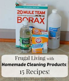 the ingredients for frugal living with homemade cleaning products are shown in this image