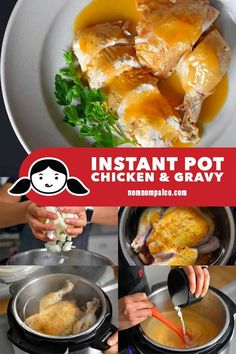 the instant pot chicken and gravy recipe is ready to be eaten