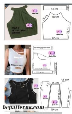 the instructions for how to sew a top with buttons on it, and an image of