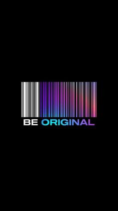 the barcode logo for be original is displayed on a black background with colorful lines