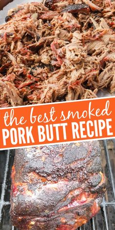 Slow cooked in a smoker untli fall apart tender and flavorful. Pulled Pork Smoker Recipes, Smoked Pork Roast, Smoker Grill Recipes, Smoked Pulled Pork Recipe, Smoked Pork Recipes, Bbq Smoker Recipes, Smoked Pork Shoulder, Pork Shoulder Recipes