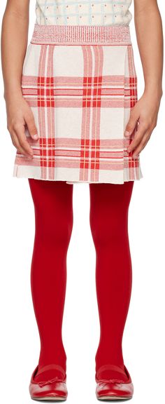 Knit cotton skirt. Jacquard plaid pattern throughout. · Layered construction · Rib knit elasticized waistband · Logo embroidered at front · Machine-wash Supplier color: Red logo Model measures 50.5 / 128.25 cm tall and wears size 8Y. The Animals Observatory Size: child's height 2Y: 36 / 92 cm 3Y: 38.5 / 98 cm 4Y: 41 / 104 cm 6Y: 45.5 / 116 cm 8Y: 50.5 / 128 cm 10Y: 55 / 140 cm 12Y: 60 / 152 cm 14Y: 64.5 / 164 cm Animals Observatory, Red Logo, Cotton Skirt, The Animals, Lynx, Knit Cotton, Curator Style, Plaid Pattern, Logo Embroidered