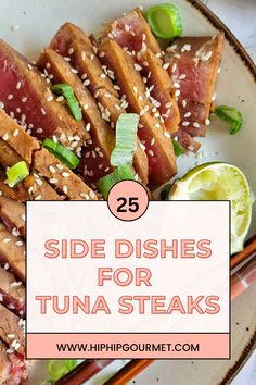 sesame seed and green onion tuna steak with lime