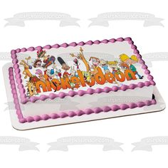 a birthday cake with cartoon characters on it