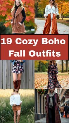 19 Cozy Boho Fall Outfits Fall Layering Outfits Casual, Boho Outfits Autumn, Boho Concert Outfit Fall, Modern Boho Clothing Style, Boho Vibes Outfit, Fall Hippie Kimono With Boho Print, Fall Boho Print Kimono, Boho Autumn Outfits