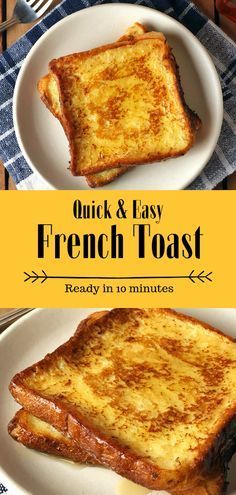 grilled cheese french toast on a white plate with the words quick and easy french toast ready in no minutes