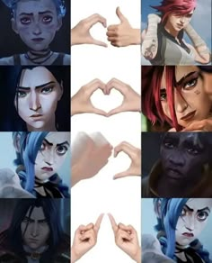 many different pictures of people making the shape of a heart with their hands and fingers