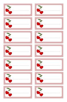 the printable cherry name tags are ready to be used for children's learning