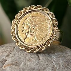 22k Gold 1914 Indian Head Coin Ring Custom Made With 14k Band 15g Victorian Gold Engraved Collectible Ring, Gold Antique Signet Ring For Commemoration, Antique Gold Signet Ring For Commemoration, Collectible Gold Rings With Historical Design, Gold Heirloom Engraved Ring Collectible, Gold Coin-shaped Engraved Ring, Antique Yellow Gold Rings For Commemoration, Vintage 22k Yellow Gold Rings, Gold Coin-shaped Engraved Signet Ring